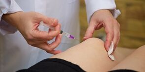 Hyaluronic acid injection into the knee joint